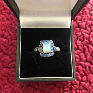 Family,heirloom, antique, art deco, European 14 karat gold fire opal & opal ring